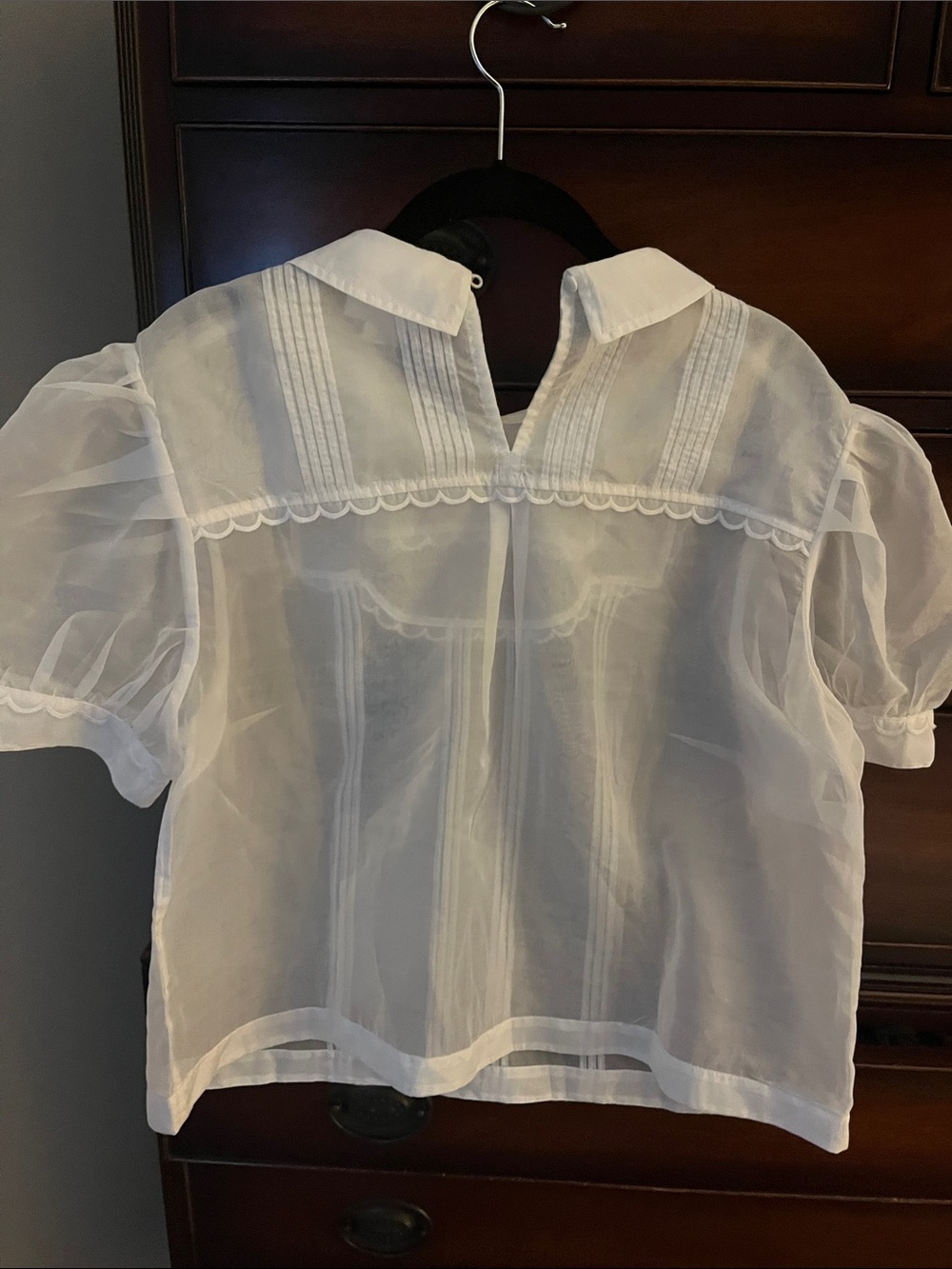Sheer White Peter Pan Collar Blouse - Picture 3 of 3